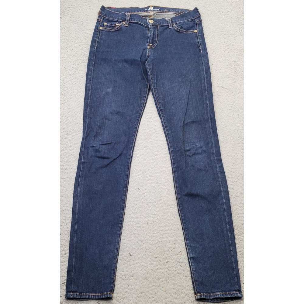 7 For All Mankind Skinny Jeans Women's 26 Blue Denim Cotton Stretch Medium Wash